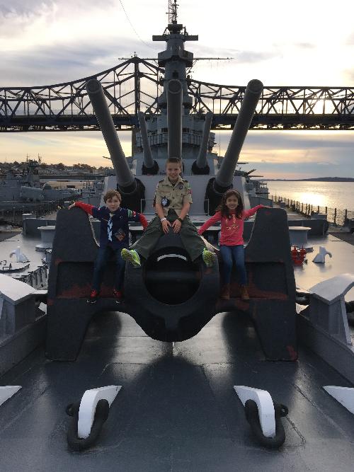 Scouts explore and sleep overnight on the USS Massachusetts battleship 2016